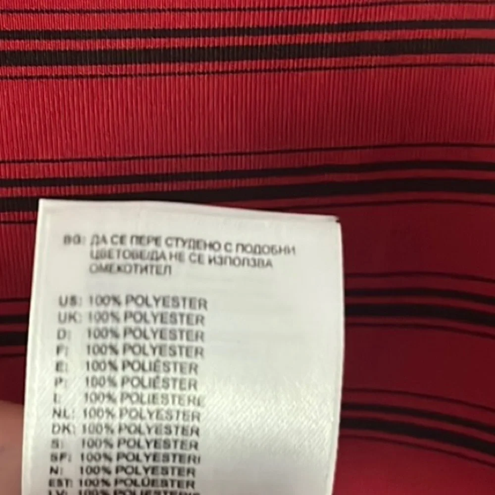 Adidas Golf Red Striped ClimaLite Polo Shirt Sz XL